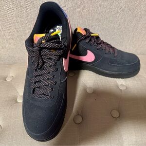 Nike Black and Pink Air Force 1 Sneakers